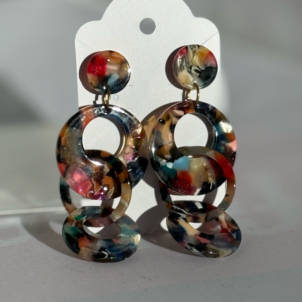 Multicolor Acrylic Dangle Earrings - image 4